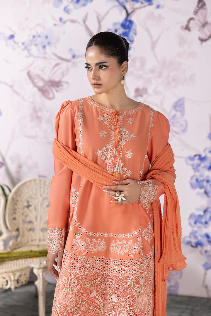 Peach Moonstone Emb-3PC - Zeenat Pret