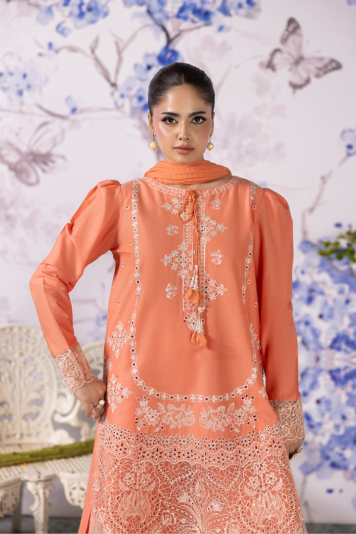 Peach Moonstone Emb-3PC - Zeenat Pret