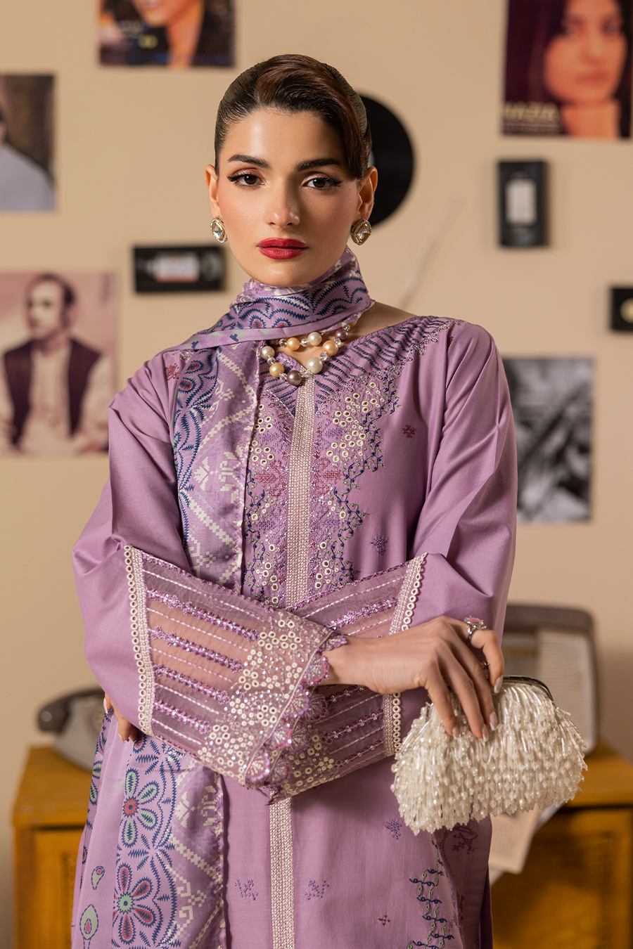 Violet Emb-3PC - Zeenat Pret