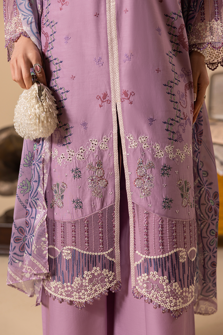 Violet Emb-3PC - Zeenat Pret