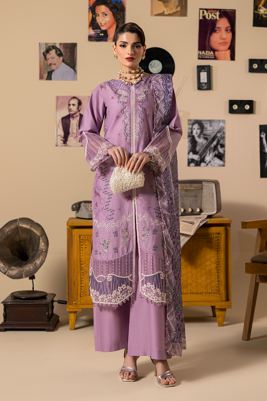 Violet Emb-3PC - Zeenat Pret